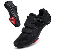 Vicogn Scarpe da Ciclismo da Uomo e Donna, compatibili con Pedali Peloton per Bicicletta da Interni, con Clip in Scarpe da Bici da Strada preinstallate con Tacchetti Look Delta, Nero, 45/45.5 EU