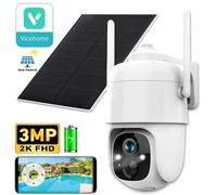 VicoHome Telecamera PTZ WiFi 3MP IP65 Batteria + Pannello Solare PIR Audio 2 Vie