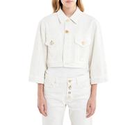 Vicolo giubbino in denim crop Yoanna lavaggio bianco latte