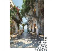 Vicolo in Stile Mediterraneo Puzzle 1000 Pezzi Puzzle per Adulti Carta Strada Tranquilla Relax Concentrazione Divertimento Familiare Arredo Regalo 52x38cm/1000pcs