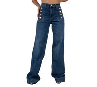 Vicolo jeans a palazzo Giudith con bottoni lavaggio blu