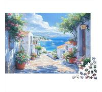 Vicolo Mediterraneo Puzzle 1000 Pezzi Carta riciclata per adulti Puzzle per adulti Gioco difficile e stimolante Gioco familiare divertente Ottima idea regalo per il relax 38x26cm/1000pcs