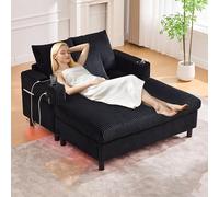 VICONELISE Ampia e morbida chaise longue con portabicchieri laterali, porte USB e illuminazione ambientale a LED integrata, perfetta per il soggiorno, la camera da letto o la veranda
