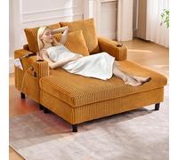 VICONELISE Ampia e morbida chaise longue con portabicchieri laterali, porte USB e illuminazione ambientale a LED integrata, perfetta per il soggiorno, la camera da letto o la veranda