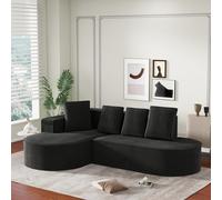 VICONELISE Divano Componibile Modulare a Forma di L, Divani Angolari Moderni con Funzione Sleep, Divani Angolare 3 Posti, Divano a Compressione in Spugna(Nero)