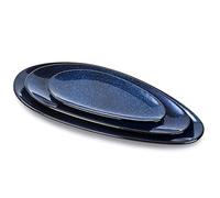vicrays Grandi piatti da portata ovali, 40.6 cm/35.6 cm/25.4 cm in porcellana, per feste, barbecue, piatti impilabili, piatti da portata per antipasti, sushi, negozio di dessert, set di 3 pezzi (blu)