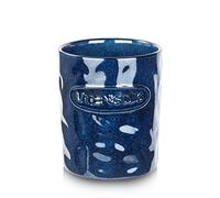 Vicrays Portautensili da cucina in ceramica - Grande organizzatore da cucina in ceramica da 17,8 cm - Cucchiaio in legno spatola per piano cottura e piano di lavoro - Blu stellato