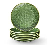 vicrays Set di 6 piatti piani in ceramica, rotondi, per forno a microonde, forno, lavabili in lavastoviglie, resistenti ai graffi, in porcellana scanalata, adatti per bistecca, pasta, pizza