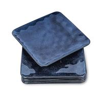 vicrays Set di 6 piatti quadrati in ceramica, grandi piatti piani in porcellana, 25,4 cm, per bistecca, pasta, pizza, forno a microonde e lavastoviglie, blu
