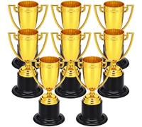 VICROIC Confezione da 8 mini trofei, coppe da 10 cm in oro per bambini, trofei in plastica per premi scolastici in classe, tornei sportivi, bomboniere per feste di gara, premi vincenti