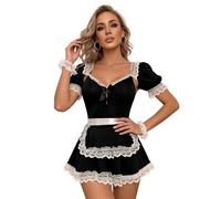 VicSec Costume Natale Cameriera Francese Donna Lingerie Sexy Babydoll Malizioso Notte Spalline Sottili Body Uniforme Gioco Ruolo Camicie Notte Grembiule Polsini Biancheria Intima Per Donna