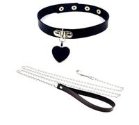 VicSec Girocollo in pelle punk da donna con catena nera gotico rock pizzo campana girocollo collana sexy in pelle PU cinture imbracatura sottomesso umano per Halloween Cosplay accessorio, Misura unica