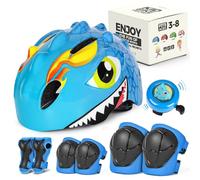 VICTGOAL Casco Bici Bambino, Perfetto Casco da Scooter per Cartoni Animati per scooter, Triciclo e Skateboard, Taglia Regolabile per Bambini 3-8 Anni (S: 50-54cm, Blu Set 2)