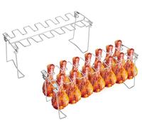 Victhur Rastrelliera per cosce di pollo per grill, confezione da 2 - 14 slot in acciaio inox supporto per cosce di pollo e griglia ad ali per affumicatore, barbecue, forno grigliata (set da 2)