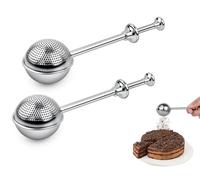 Victhur Set di 2 colini per farina in acciaio inox 304, a maglia fine, con manico a molla, per cuocere al forno, setacciare zucchero, farina, spezie ed erbe aromatiche