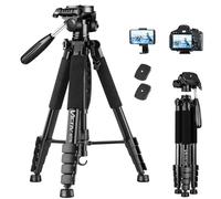 Victiv - Treppiede per fotocamera per smartphone, 185 cm, treppiede in lega di alluminio, leggero, con testina rimovibile a 3 vie, treppiede per foto compatibile DSLR Nikon Canon Camera(nuovo