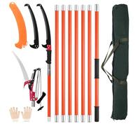 Victoam Sega da potatura con manico telescopico, 2,1 m - 8 m con manico, in acciaio inox, leggera, con custodia per il trasporto e 2 lame, taglia pulito e veloce per rami alti