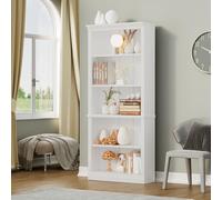 VICTONE Libreria a 5 ripiani, in legno, per libri, per soggiorno, camera da letto, casa, ufficio (bianco)