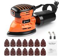 Victool Levigatrice a delta 13000 RPM, levigatrice elettrica per legno con 14 carta vetrata e raccoglitore di polvere, smerigliatrice ideale per levigatura, lucidatura, rimozione, officina in legno