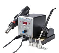 Victool Stazione di saldatura, set saldatore 2 in 1 ad aria calda 8586 con 3 ugelli, temperatura regolabile 200-480°C, display digitale, professionale per lavori elettrici e riparazioni elettroniche