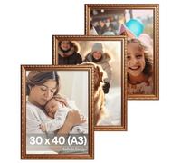 VictoR Cornice portafoto artistica "Chagall" in marrone e oro, set da 3 pezzi, 30 x 40 cm (A3), stile vintage, adatta per certificati, testimonianze, set di cornici per foto, marrone, oro, A3, barocco