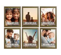 VictoR Cornice portafoto artistica "Chagall" in marrone e verde, set da 6 pezzi, 30 x 40 cm (A3), stile vintage, adatta per certificati, testimonianze, set di cornici marrone A3, barocco