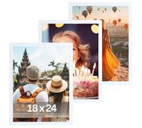 VictoR Cornice portafoto Dali, set da 3 pezzi, 18 x 24 cm, bianco - Cornice portafoto in legno - Set di cornici portafoto bianco 18 x 24 - moderna cornice in legno con vetro acrilico infrangibile