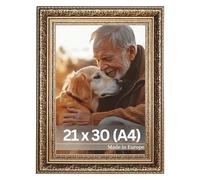 Victor cornice portafoto “Leonardo” marrone oro 21x30 cm - stile barocco - cornice antica - vetro acrilico infrangibile - fabbricata in Europa