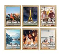 VictoR - Cornice portafoto vintage "Rubens", set da 6 pezzi, 30x40 cm (A3), colore verde oro, listello: 30x20 mm, in vero vetro, barocco, anticato, formato A3 vintage