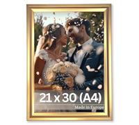 VictoR Renoir Cornice portafoto oro 21 x 30 cm (A4) - Elegante cornice in plastica vintage in stile barocco con vetro acrilico infrangibile e pannello posteriore in MDF