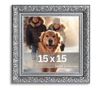 Victor Rubens Cornice portafoto, 15 x 15 cm, nero e argento, telaio: 30 x 20 mm, con vero vetro, stile barocco vintage, quadrata
