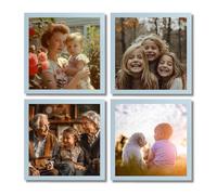 VictoR Set di 4 cornici portafoto a forma di trifoglio, 21 x 21 cm, colore blu, moderne, in legno, 21 x 21 cm, 21 x 21 cm