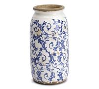 VICTOR & TERESA Vaso rustico blu e bianco per decorazione domestica, vasi in ceramica per fiori, vasi decorativi per erba della pampa, tavolo, caminetto, soggiorno, centrotavola, 24 cm, regali per la