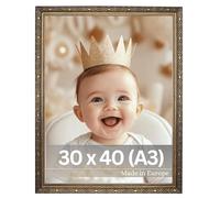 VictoR Vermeer - Cornice portafoto in stile vintage, 30 x 40 cm, in stile barocco antico con vetro acrilico - stabile parete posteriore in MDF - verticale e orizzontale