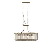 Victoria 5Lt Pendente ovale - Ottone antico e cristallo trasparente