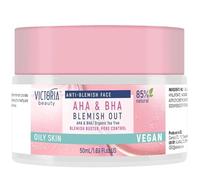 Victoria Beauty - Crema viso AHA BHA, crema anti brufoli con olio di tea tree e acido salicilico per pelli impure e grasse, formula naturale vegana, cura del viso altamente efficace, 50 ml