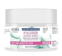 Victoria Beauty Crema ialuronica con aloe vera biologica, crema viso per pelli secche e sensibili, crema da giorno, acido ialuronico, vegano, formula naturale, 50 ml