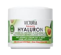 Victoria Beauty Hyaluron Crema antirughe Giorno e Notte All' Olio Di Avocado e Matrixyl con filtri UV per età 30+ anni, 50 ml