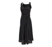 Victoria Beckham - Abito Midi Drappeggiato in Crêpe di Raso - - Dresses - Donna - Nero - M