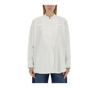 Victoria Beckham - Camicia Tuxedo in Cotone con Colletto alla Coreana - - Blouses & Shirts - Donna - Bianco - M