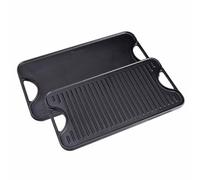 VICTORIA Bistecchiera Ghisa Smaltata Induzione, Piastra per Grigliare Reversibile 47 X 25 cm per Fuoco, Barbecue, Forno, Vetroceramica, Gas, Priva di Sostanze Tossiche e senza PTFE