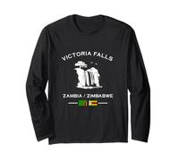 Victoria Falls Cascata Zambesi Zambia Bandiera Zimbabwe Maglia a Manica