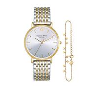 VICTORIA HYDE Orologi da donna bicolore argento e oro, orologio da donna per polso grande, in acciaio inox, set di orologi da donna con bracciale