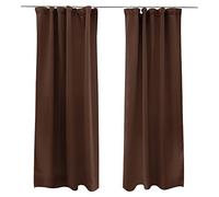 Victoria M. Aurora Tenda Oscurante Termica con Fettuccia Arricciatenda, per Aste e Binari per Tende, 140 x 245 cm, Marrone, Set da 2