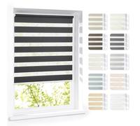 Victoria M. Eco Tenda a Rullo Doppia Giorno e Notte su Misura per Porte e Finestre, Montaggio con o Senza Fori, per Tutte le Stanze, Nero