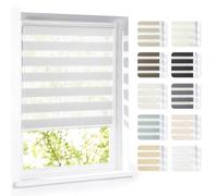 Victoria M. Eco Tenda a Rullo Doppia Giorno e Notte su Misura per Porte e Finestre, Montaggio con o Senza Fori, per Tutte le Stanze, Grigio-Chiaro