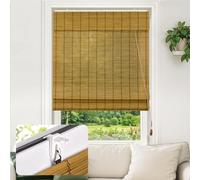 Victoria M. Klemmfix - Tenda a rullo in bambù, protezione solare, protezione della privacy, tenda a rullo a tiraggio laterale senza foratura, per finestre e porte, 70 x 130 cm, marrone