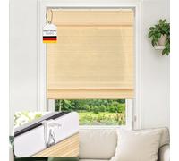 Victoria M. Tenda plissettata Klemmfix in bambù con protezione solare e oscuramento, tenda avvolgibile senza fori, per finestre e porte, 80 x 130 cm, naturale
