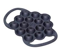 VICTORIA Padella per Poffertjes in Ghisa Smaltata 15 Caries per Mini Pancake, Takoyaki, Provoletera Per Induzione, Forno, Barbecue, senza PFOA e PTFE, Stampo Multiuso