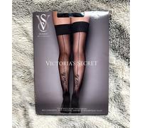 Victoria’s Secret Calze Overknees Nere in Pizzo, Fishnet, Nylon, M